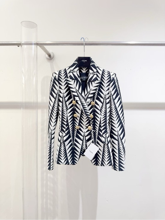 Balmain Jackets & Blazers - 🚩steal Balmain Black & White Double-Breasted Patterned Blazer